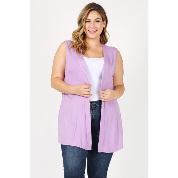 NEW PLUS SIZE CARDIGAN SWEATER VEST 87002X-violet - Picture 1 of 3